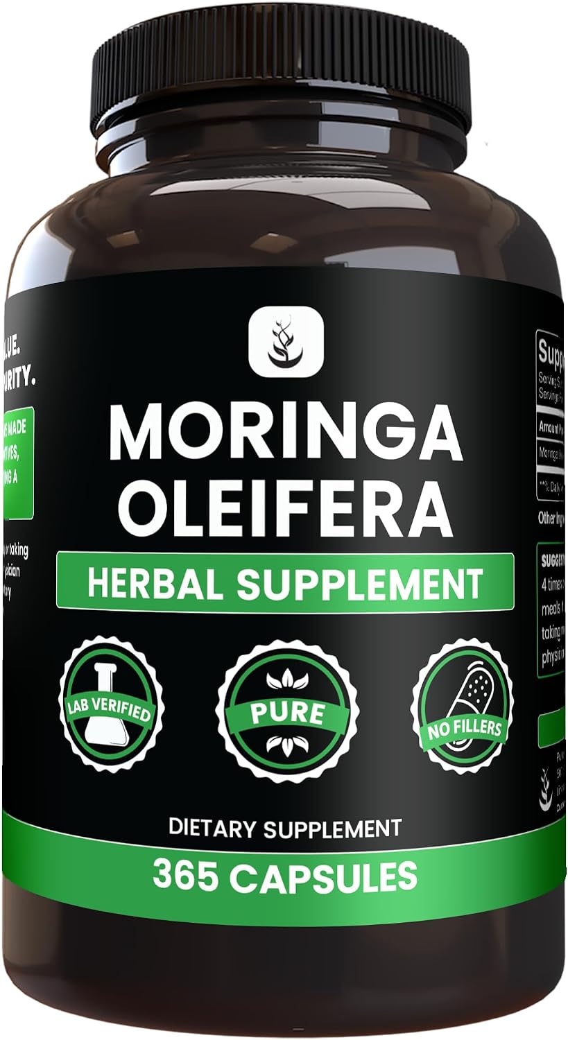 PURE ORIGINAL INGREDIENTS Moringa (365 Capsules) – No Fillers, Lab Verified - görsel 1