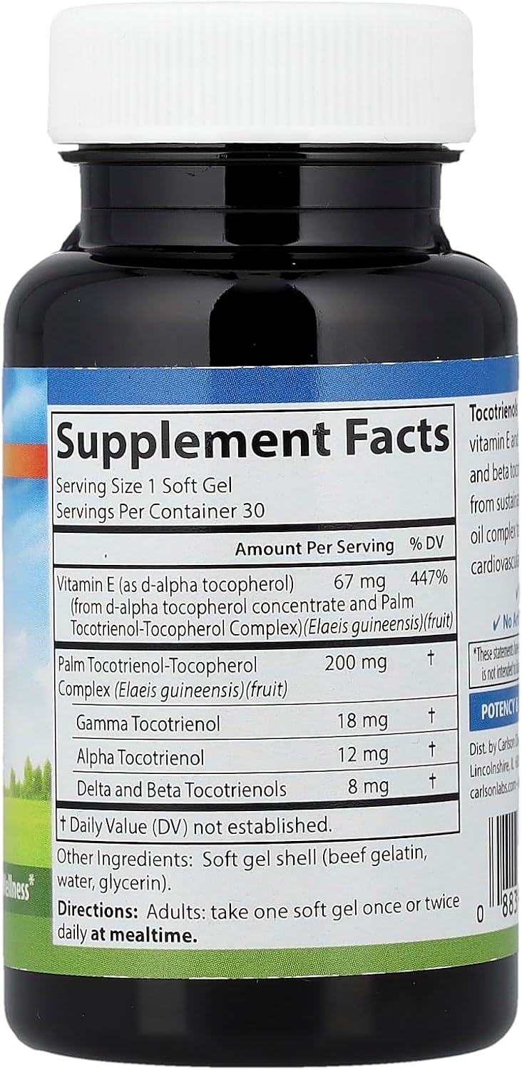 Carlson Labs Tocotrienols With Natural Vitamin E, 30 Softgels - görsel 2