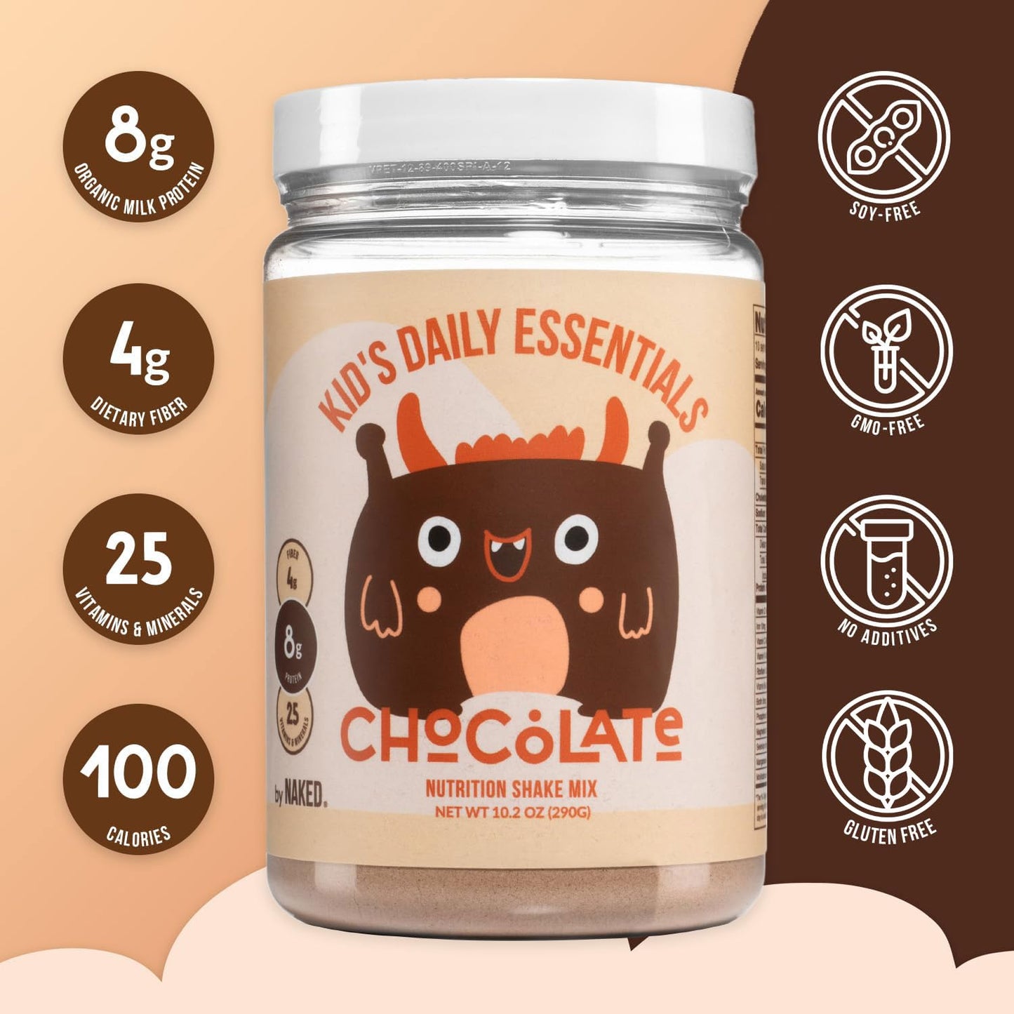 Naked Chocolate Kids Daily Essentials – Organic Kids' Protein Shake with 25 Vitamins and Minerals - görsel 3
