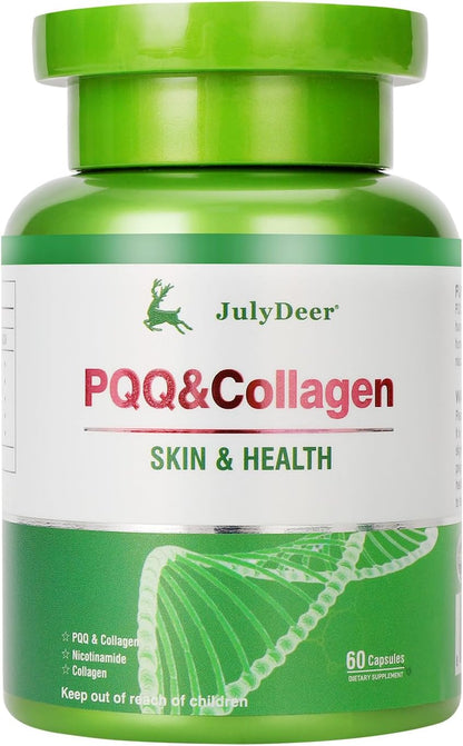PQQ Supplement 20mg | Pyrroloquinoline Quinone for Mitochondrial Biogenesis, with Collagen, Nicotinamide, Astaxanthin, Hyaluronic Acid – Energy Optimiser and Sleep Support, Supports Hair and Skin Health