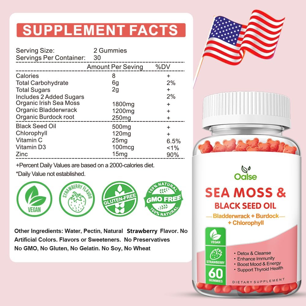 OALSE Sea Moss Gummies - 8-in-1 Advanced Formula for Immune Support & Energy (1-Pack) - görsel 6