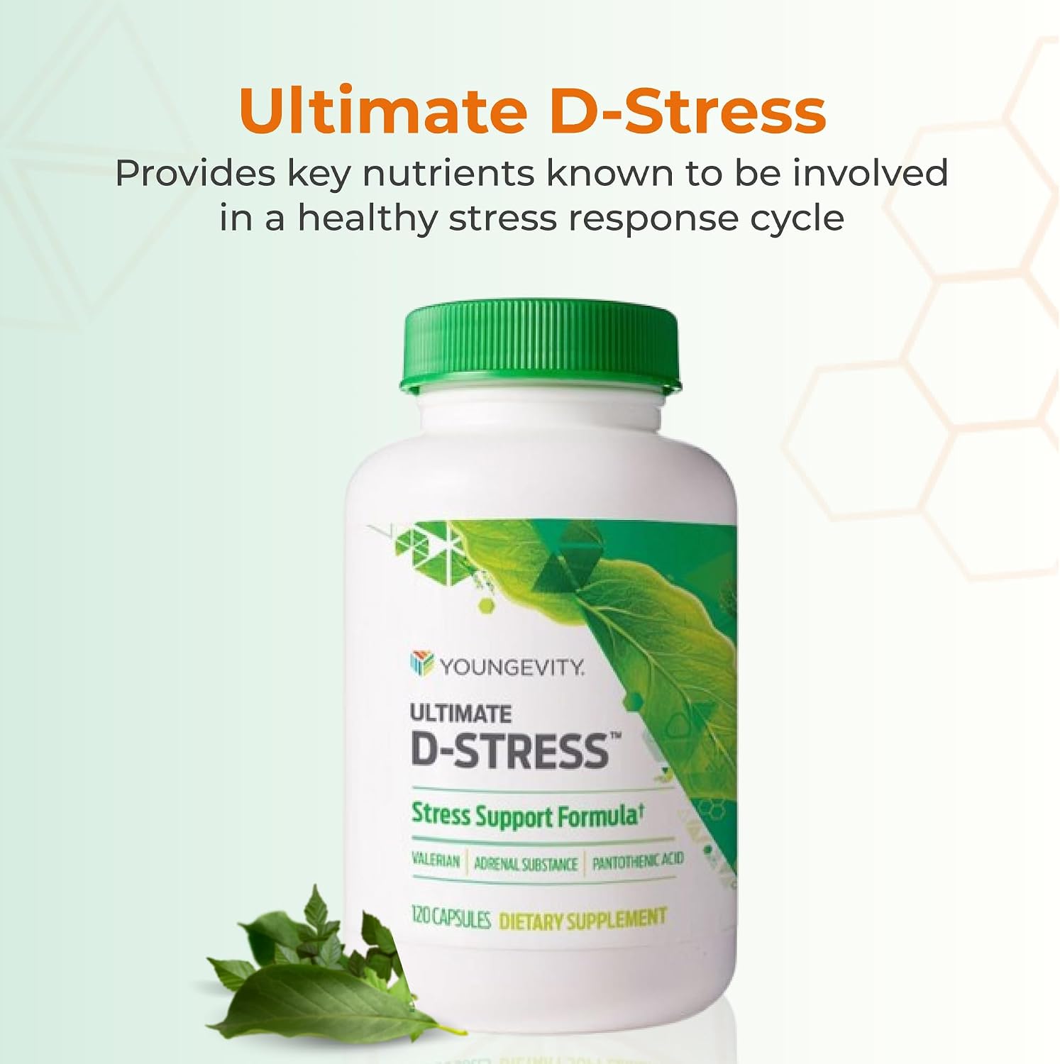 Youngevity Ultimate D-Stress™ – Natural Stress Relief Supplement with Magnesium, Valerian Root Extract, and B Vitamins – Supports Adrenal Health and Nervous System – 120 Capsules - görsel 2