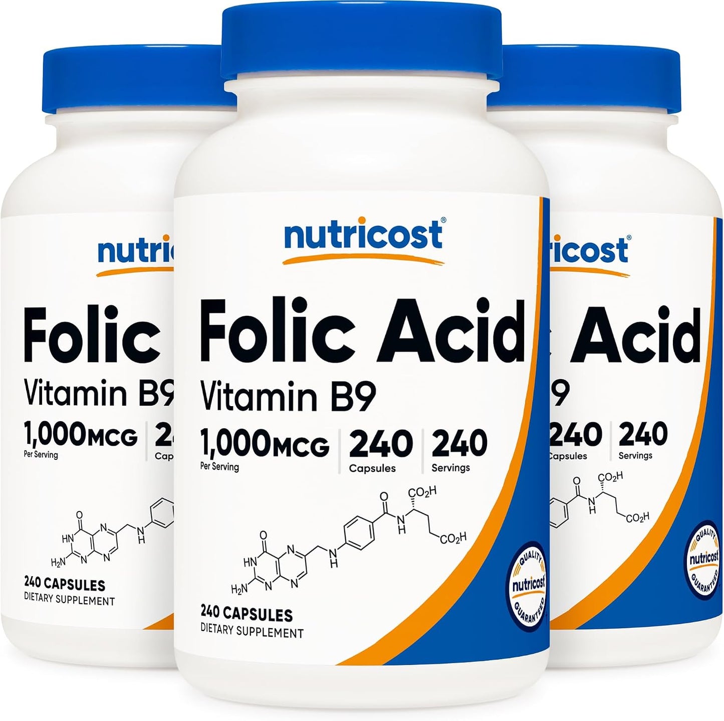 Nutricost Folic Acid (Vitamin B9) 1000 mcg, 240 Capsules - görsel 1