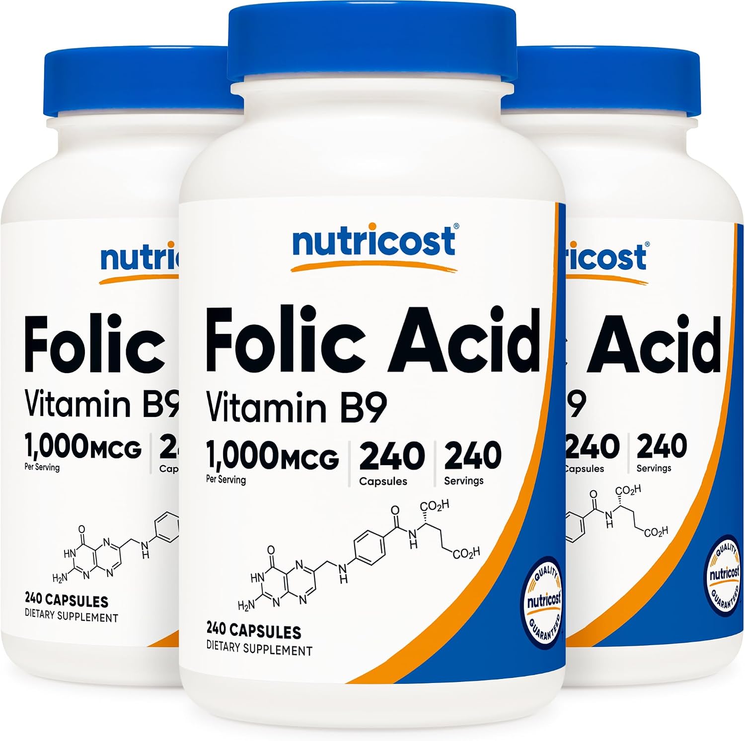 Nutricost Folic Acid (Vitamin B9) 1000 mcg, 240 Capsules - görsel 1
