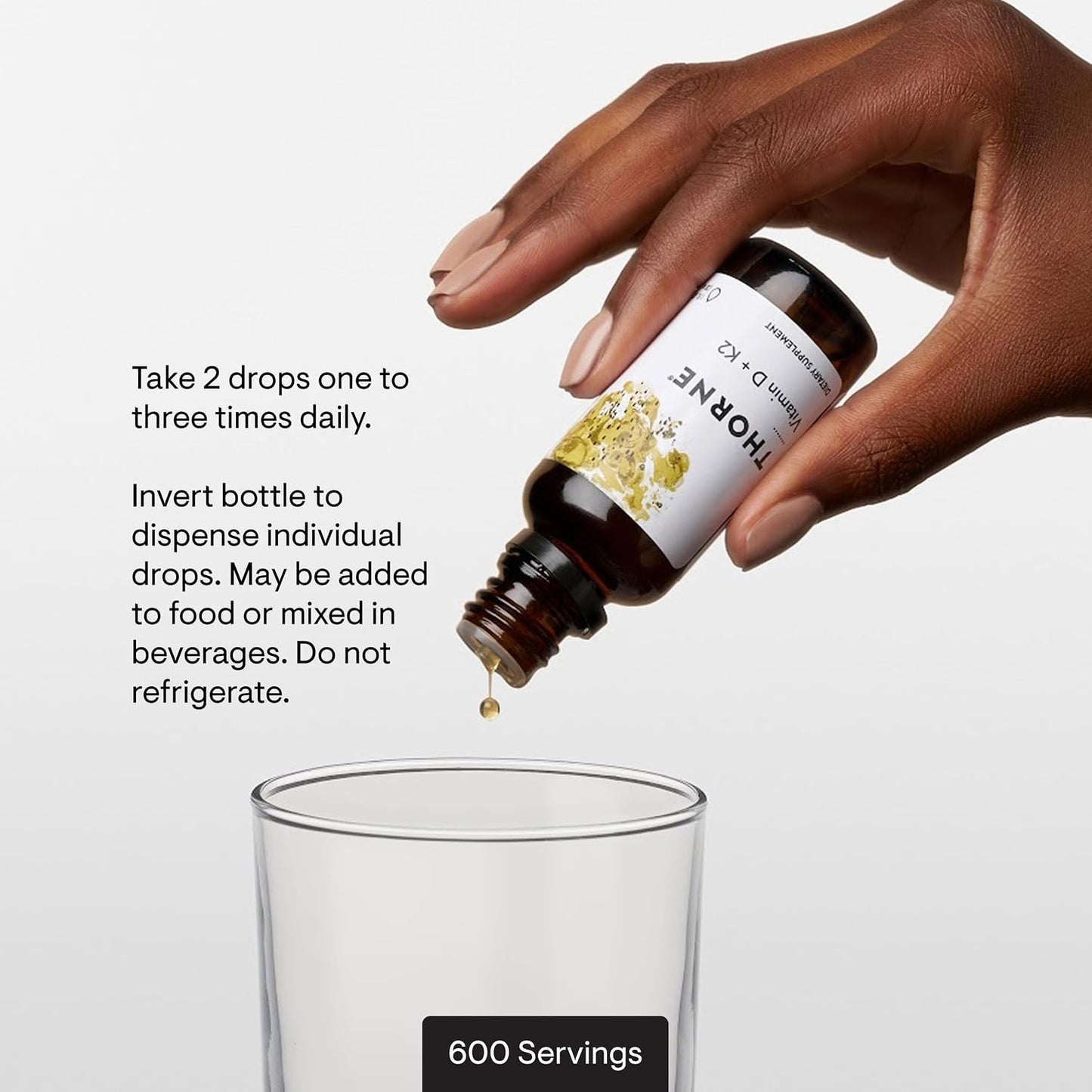 THORNE Vitamin D + K2 Liquid – D3 and K2 with Metered Dispenser, 30 ml, 600 Doses - görsel 4