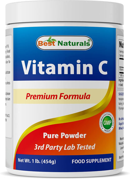 Best Naturals 100% Pure Vitamin C Powder - Ascorbic Acid, 454 g (1 lb)