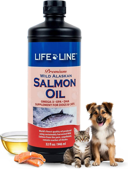 Life Line Salmon Oil for Pets – Omega-3 DHA EPA Supplement for Dogs & Cats – Cold-Filtered, 900 ml