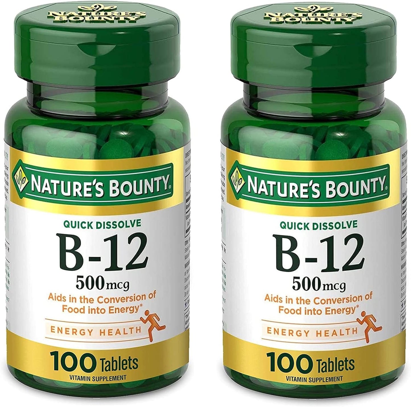Nature's Bounty Vitamin B12 500mcg Sublingual Tablets, Pack of Two - görsel 1