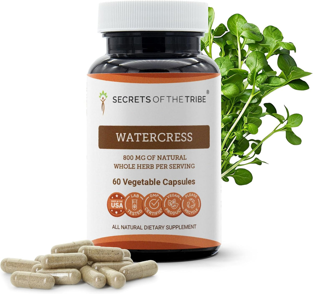 Secrets of the Tribe Watercress, 800 mg, 60 Capsules - görsel 1