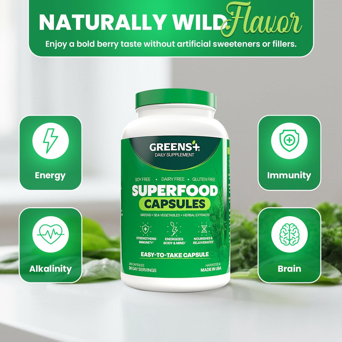 Greens+ Organic Superfood Capsules – 240 Count - görsel 7