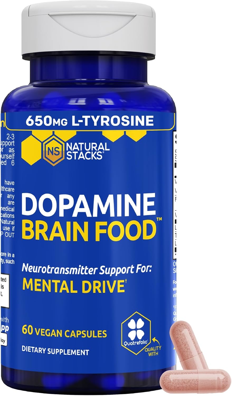 Natural Stacks Dopamine Brain Food – 650mg L-Tyrosine Supplement for Focus and Mental Drive – 60 Capsules - görsel 1
