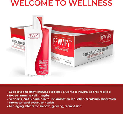 REVIVIFY Pro-Vitality Gel (Oral) with Antioxidant Superoxide Dismutase (SOD), Soluble Fibre & Fruit Blend - 30 ml Pouch, 30 Day Supply