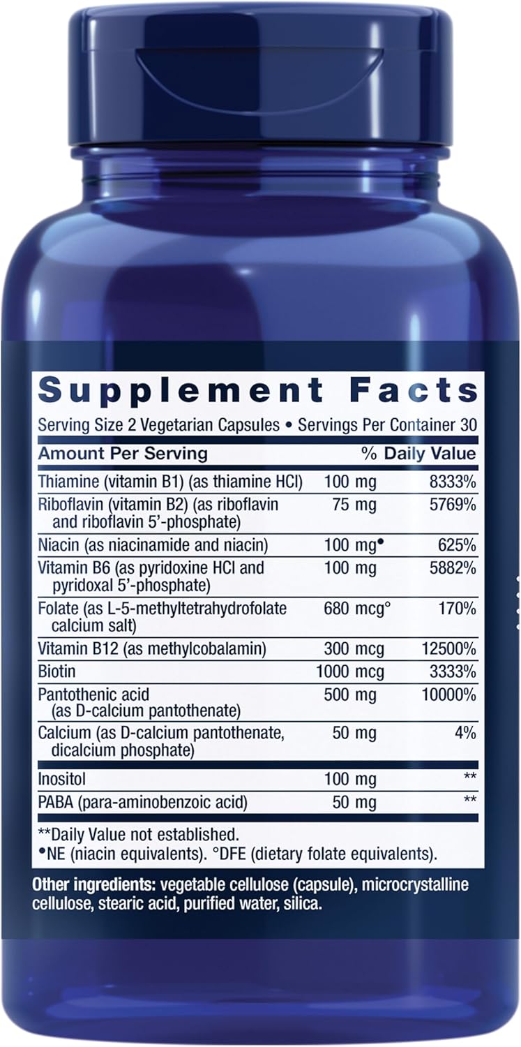 Life Extension BioActive Complete B-Complex, for Normal Energy Metabolism and Nervous System Function, 60 Vegetarian Capsules - görsel 2