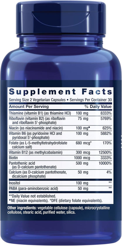 Life Extension BioActive Complete B-Complex, for Normal Energy Metabolism and Nervous System Function, 60 Vegetarian Capsules