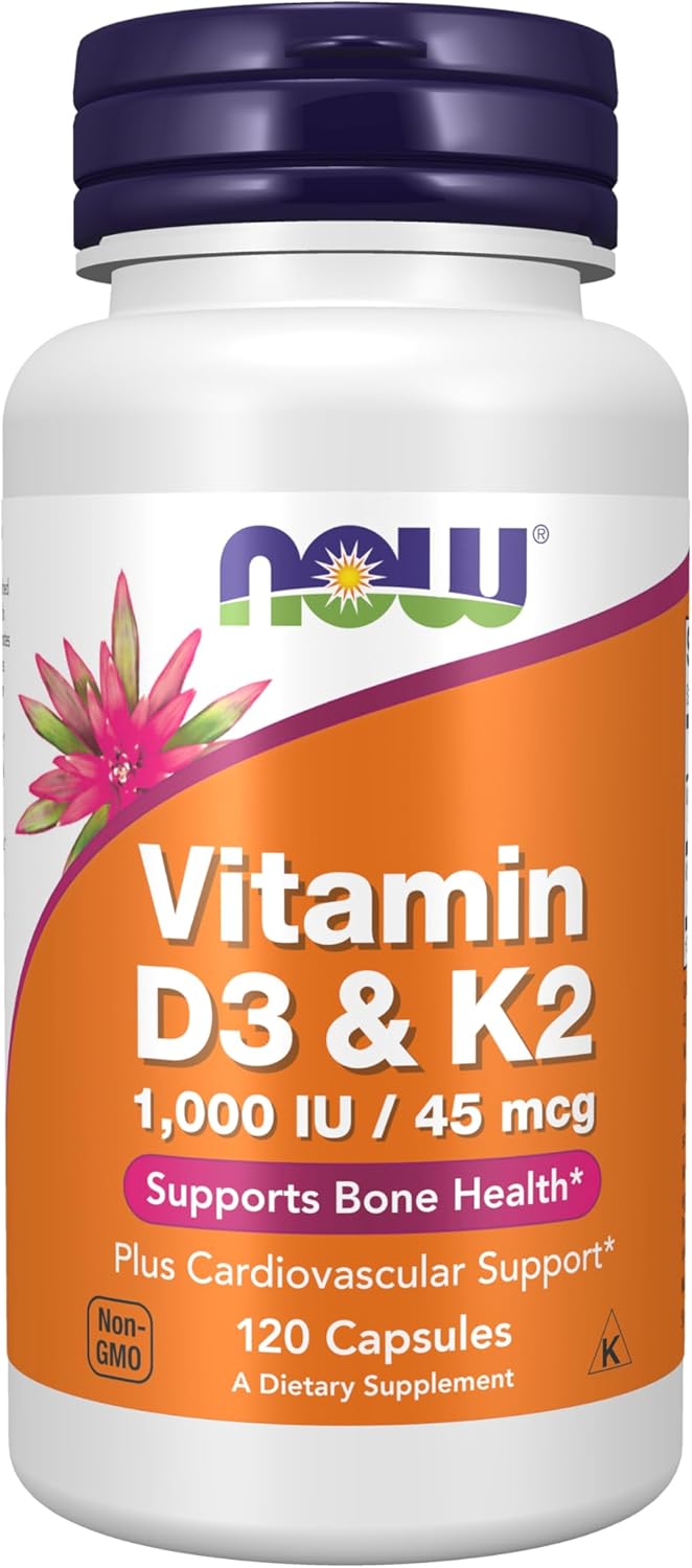 NOW Foods Vitamin D-3 & K-2 - 120 Veg Capsules - görsel 1