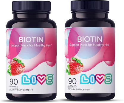 LIVS Beauty Plus Gummy Vitamins - Biotin Gummies for Hair, Skin and Nails | Natural, Gluten-Free, Non-GMO Beauty Supplement with Vitamin A, C, E, B12, D2, Zinc & More - Cream Soda Flavour - 60 Count
