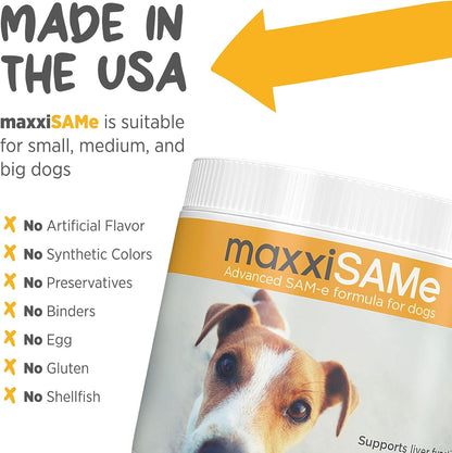maxxiSAMe Advanced SAM-e Powder Supplement - Liver, Cognitive & Joint Support for Dogs, 150g