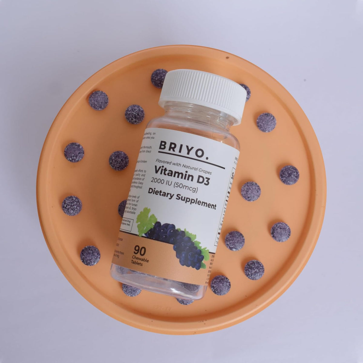 Briyosis Vitamin D3 2000 IU Chewable Tablets – Natural Grape Flavour (90 Tablets) - görsel 4
