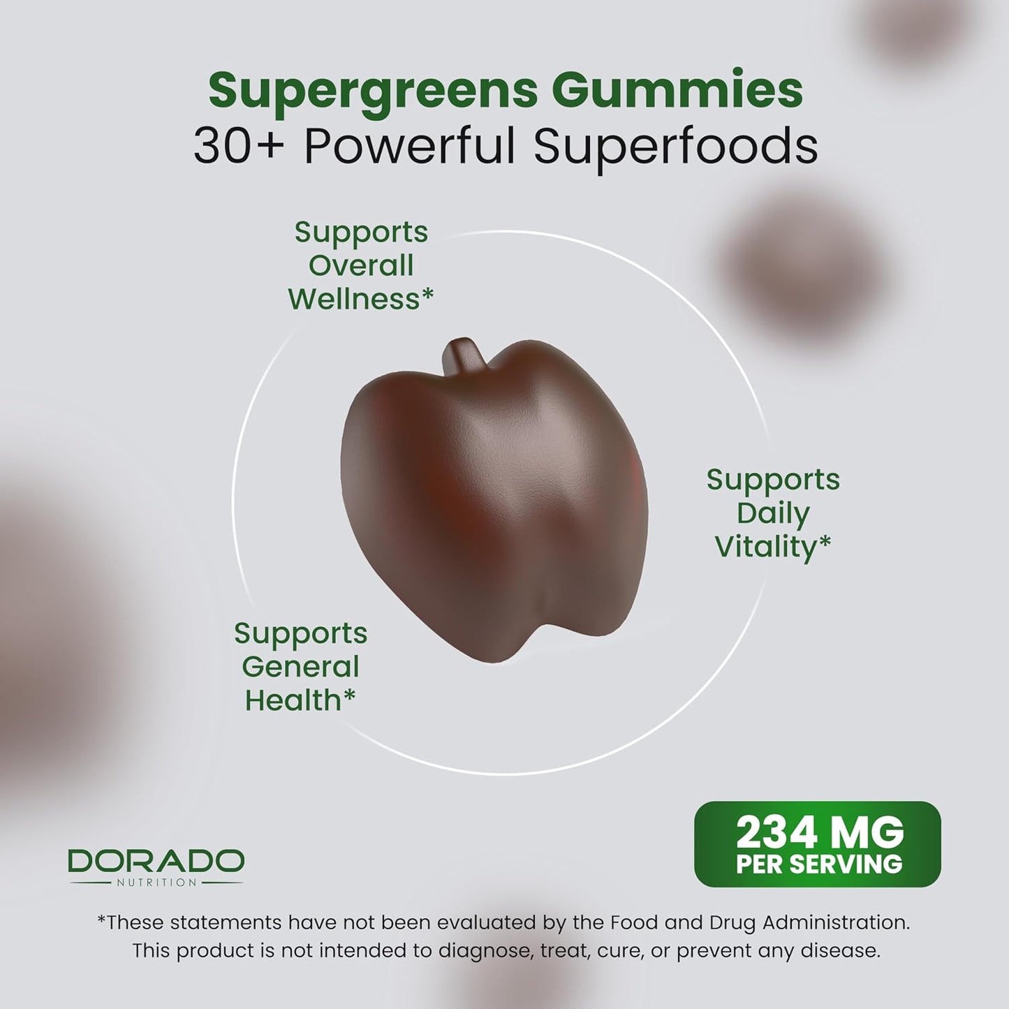 DORADO NUTRITION Supergreens Gummies (60 Count) - Daily Greens Supplement with Raspberry Flavour for Immunity Support - görsel 4