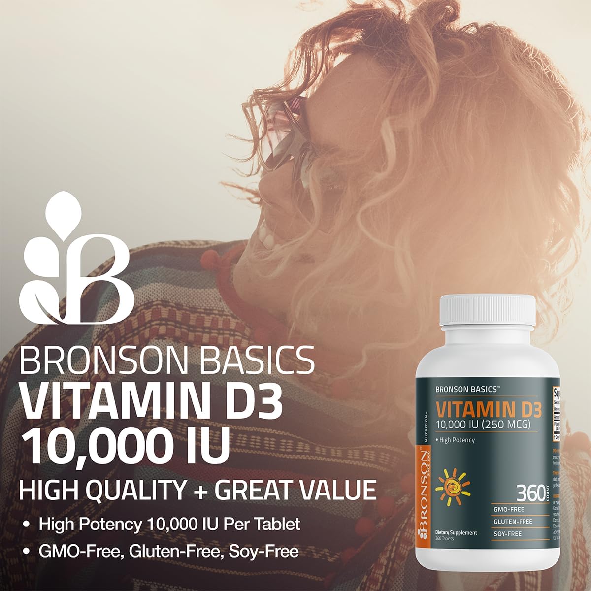 Bronson Vitamin D3 10,000 IU (250 mcg) - 360 Tablets for Immune and Muscle Health - görsel 3