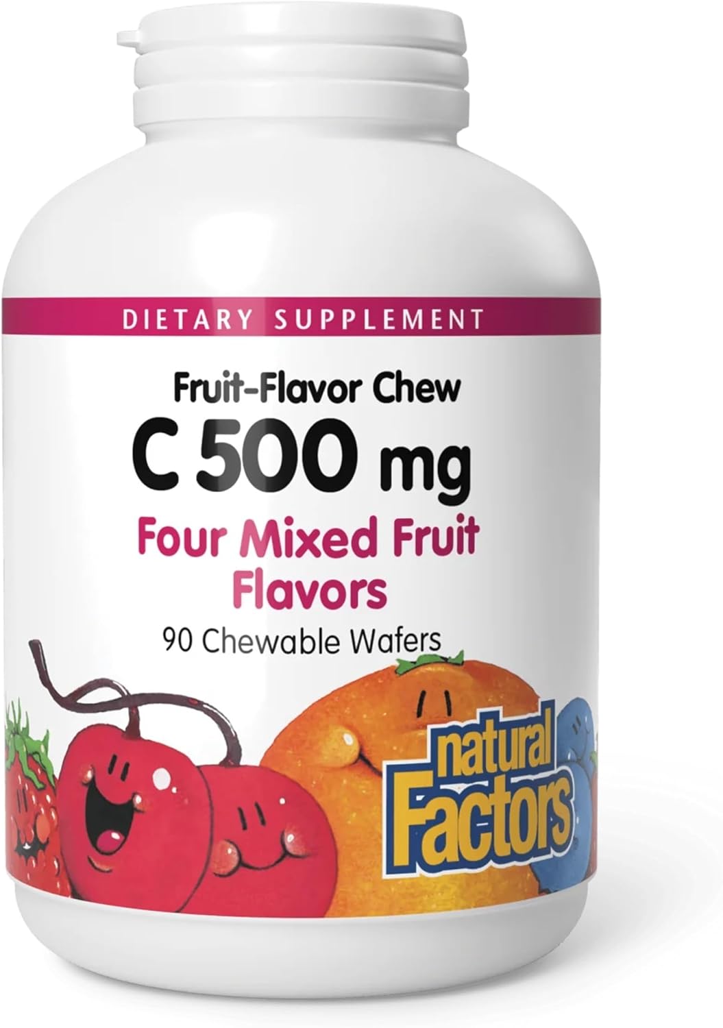 Natural Factors Kids Chewable Vitamin C 500 mg - Mixed Fruit - 90 Wafers - görsel 1