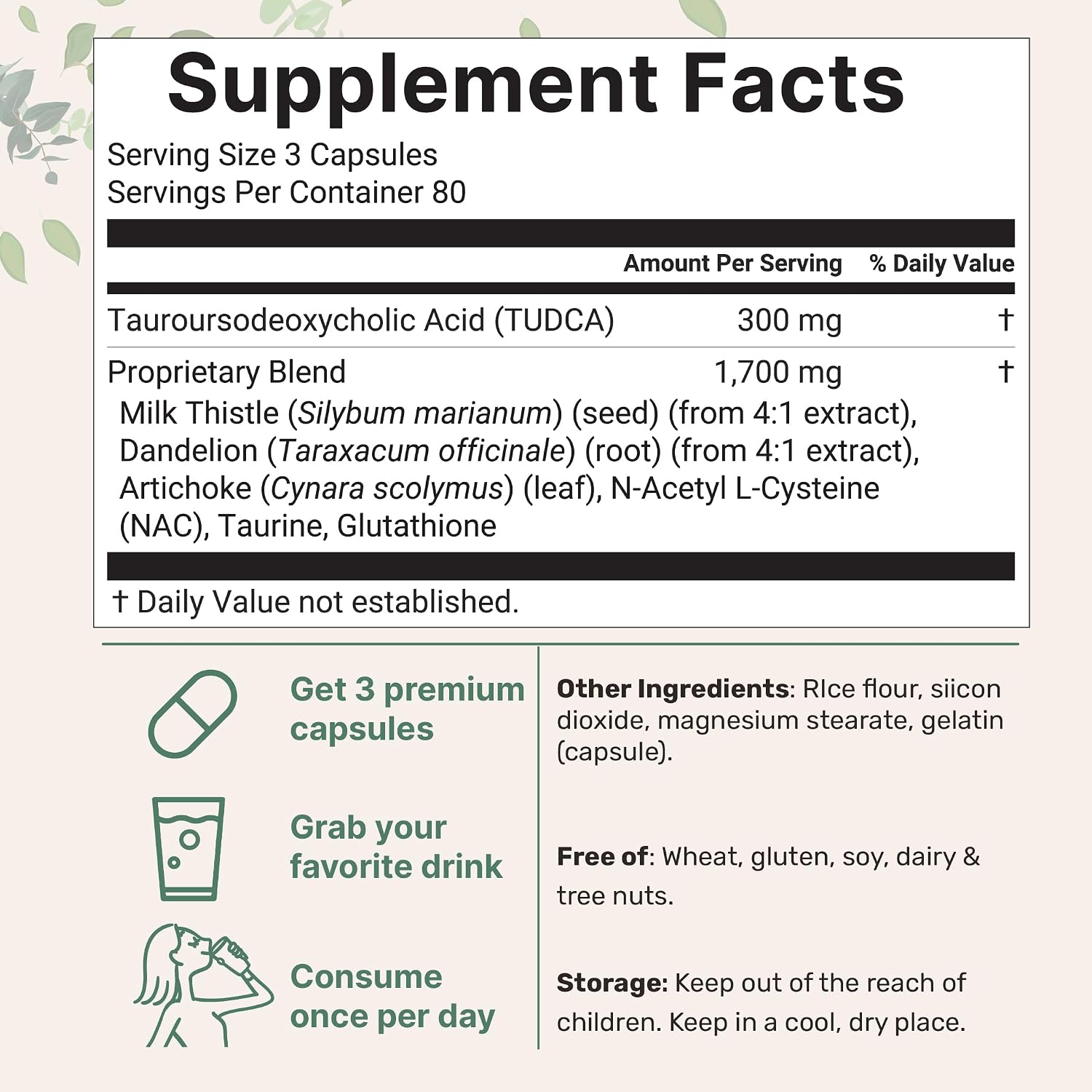 Micro Ingredients TUDCA Bile Salts 2,000 mg Supplement, 240 Capsules | 7-in-1 Complex with NAC, Milk Thistle, Glutathione, Dandelion & Artichoke | Extra Strength Tauroursodeoxycholic Acid | Non-GMO - görsel 2