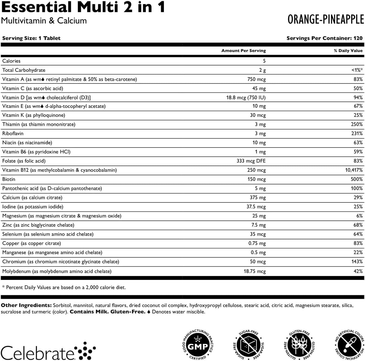 Celebrate Vitamins 2-in-1 Bariatric Multivitamin with Calcium Citrate - Orange Pineapple (120 Chewables) - görsel 3
