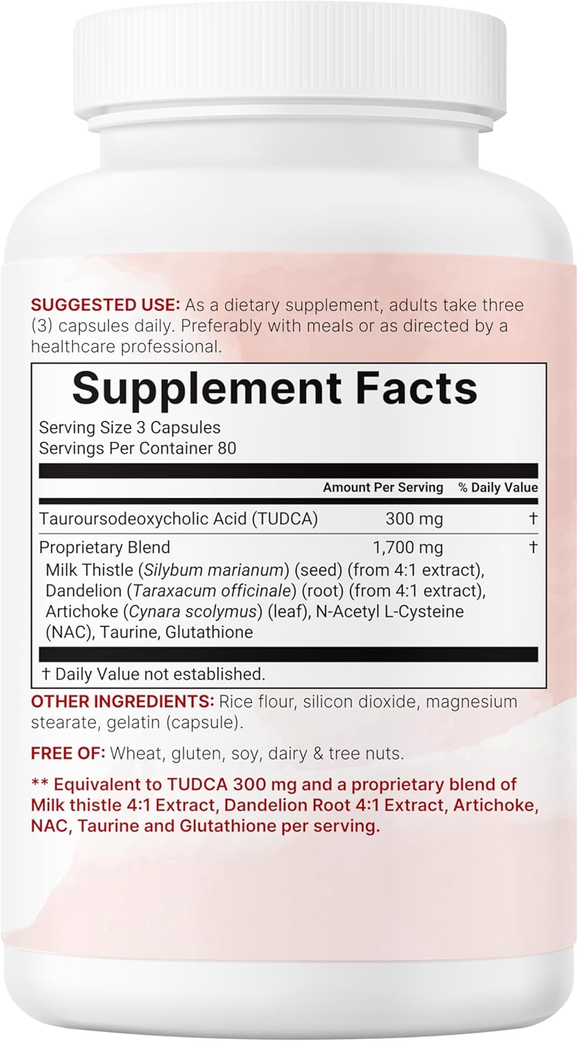Micro Ingredients TUDCA Bile Salts 2,000 mg Supplement, 240 Capsules | 7-in-1 Complex with NAC, Milk Thistle, Glutathione, Dandelion & Artichoke | Extra Strength Tauroursodeoxycholic Acid | Non-GMO - görsel 6