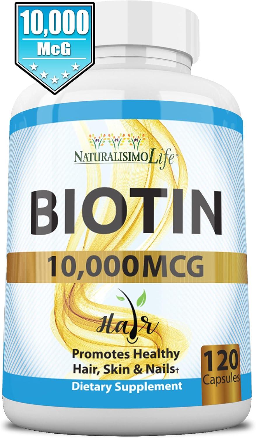 Biotin 10,000 mcg High Potency – Natural Support for Hair, Skin, Nails & Metabolism, 120 Capsules - görsel 4