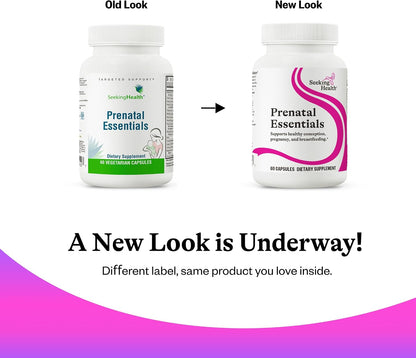 Seeking Health Prenatal Essentials – with Bioactive B12, Folate & K2 – 60 Capsules