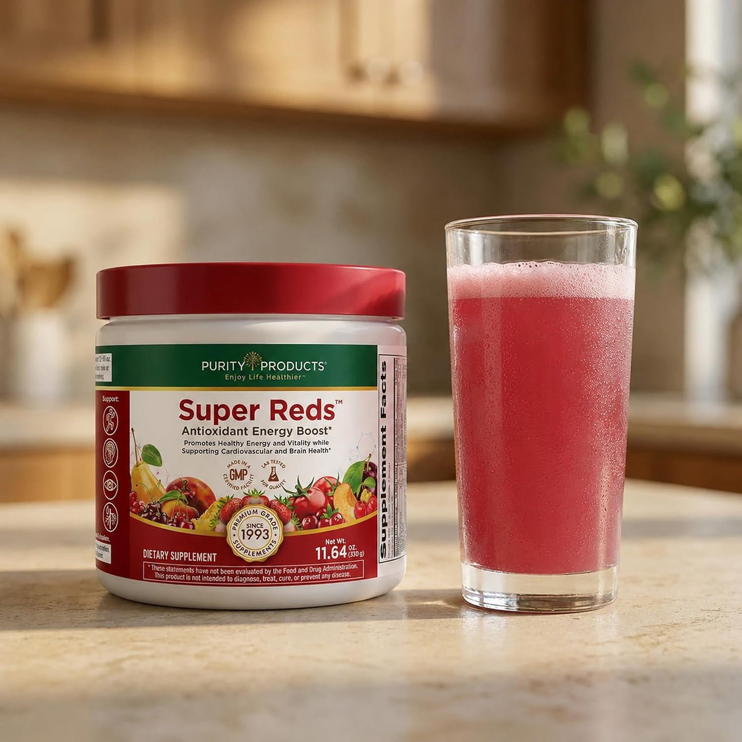 Purity Products Super Reds Powder – Phytonutrient Superfood Drink Mix with FloraGLO Lutein, 330g (30-Day Supply) - görsel 4
