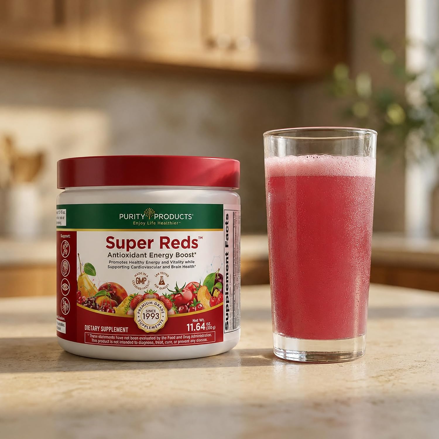 Purity Products Super Reds Powder – Phytonutrient Superfood Drink Mix with FloraGLO Lutein, 330g (30-Day Supply) - görsel 4