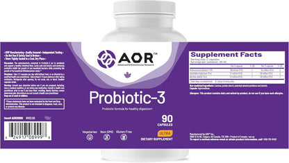 AOR Probiotic 3, 90 Capsules – Daily Digestive Balance and Gut Health