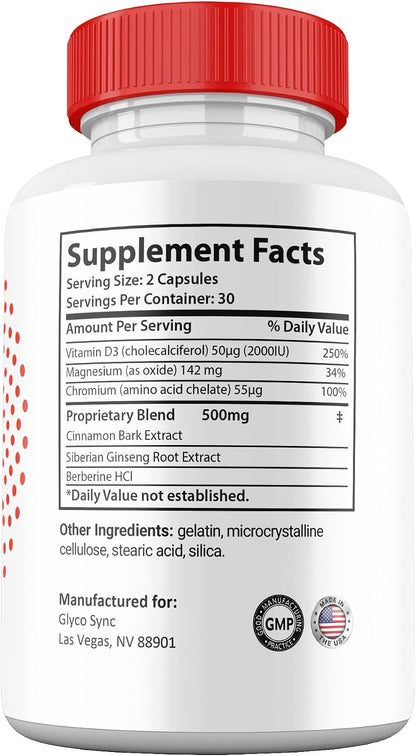 Glyco Sync Capsules - Premium All Natural Ingredients, Maximum Strength Supplement (3 Pack)
