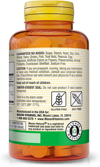 MASON NATURAL Vitamin B1 (Thiamine) 100 mg – Contributes to Normal Energy Metabolism, Nerve, Heart & Immune Health, 100 Tablets