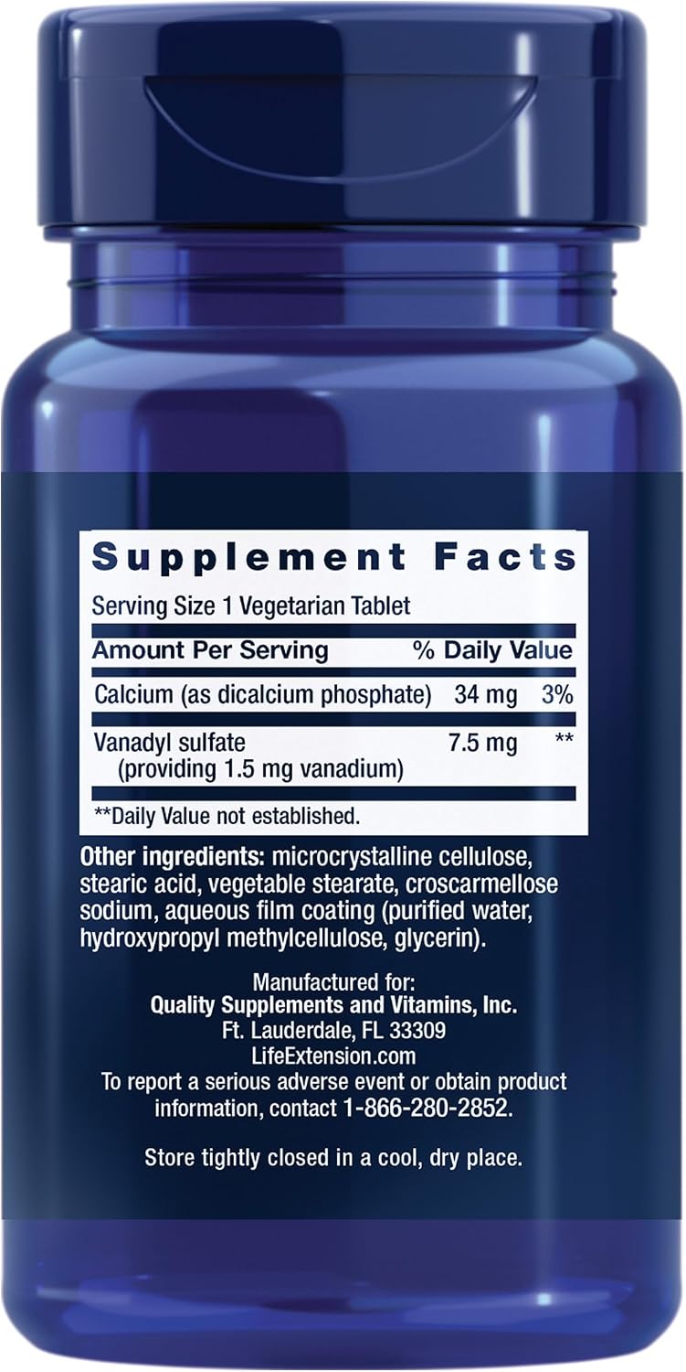 Life Extension Vanadyl Sulphate, Trace Mineral Supplement for Metabolic Support – 100 Tablets - görsel 2