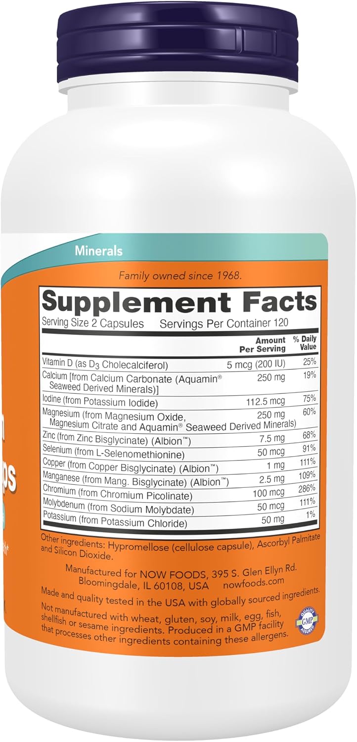 NOW Full Spectrum Mineral Caps, Multi Mineral Formula, 240 Vegan Capsules - görsel 2