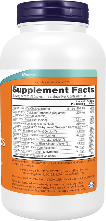 NOW Full Spectrum Mineral Caps, Multi Mineral Formula, 240 Vegan Capsules