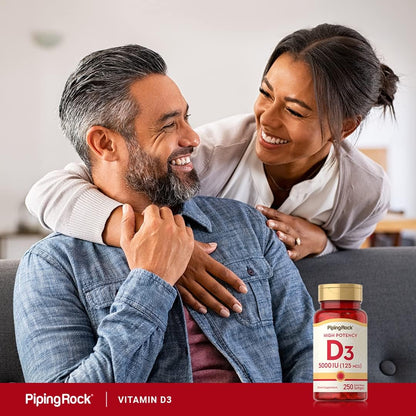 Piping Rock Vitamin D3 5000 IU | 250 Softgels | High Potency Supplement | Non-GMO, Gluten-free