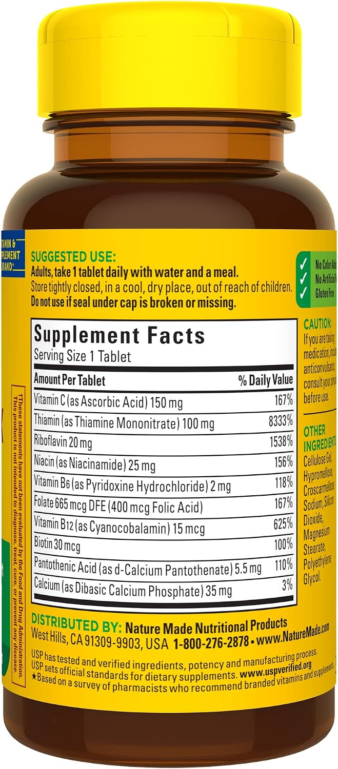 Nature Made Super B Complex with Vitamin C and Folic Acid, 60 Tablets (60-Day Supply) - görsel 9
