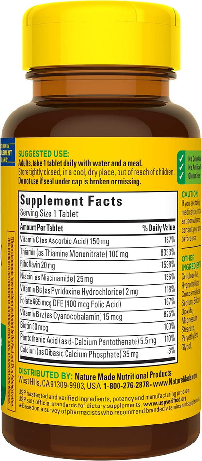 Nature Made Super B Complex with Vitamin C and Folic Acid, 60 Tablets (60-Day Supply)
