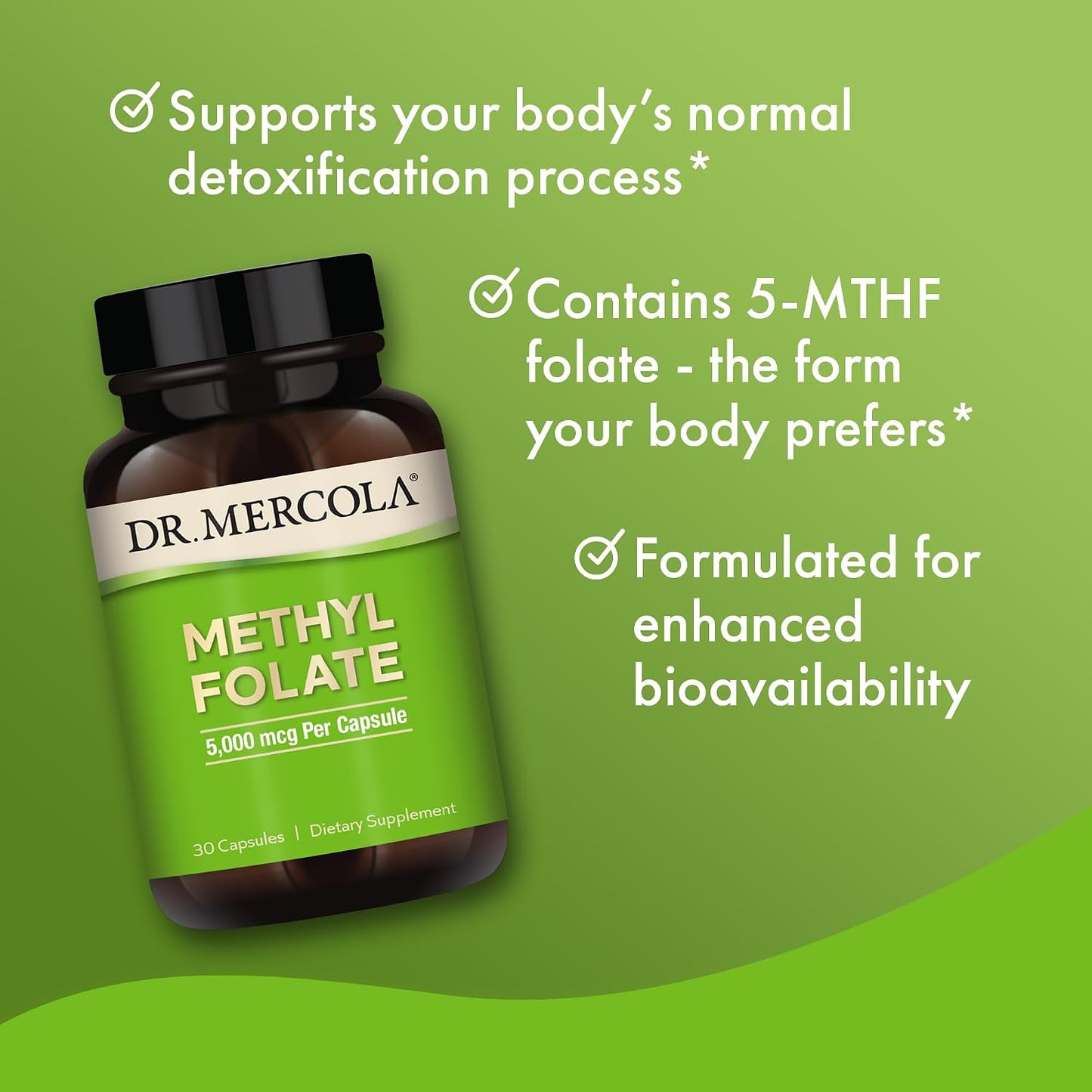 Dr. Mercola Methyl Folate - 5 mg - 30 Capsules - görsel 5