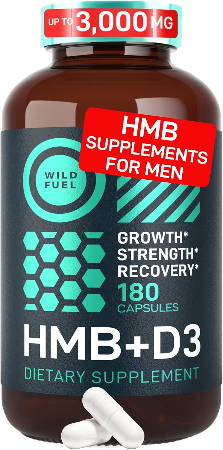 3,000mg HMB Supplement with Vitamin D3 – Muscle Growth, Strength and Rapid Workout Recovery – HMB Supplements for Men and Women – Calcium Beta-Hydroxy Beta-Methylbutyrate – 180 Capsules - görsel 1