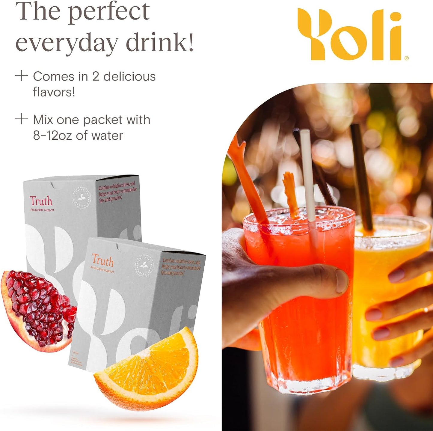 Yoli Truth Antioxidant and Immune Support, Citrus Flavour, 30 Sachets Box | Antioxidant and immune blend with vitamin C, botanicals, superfruits and minerals to support daily wellness and vitality. - görsel 7
