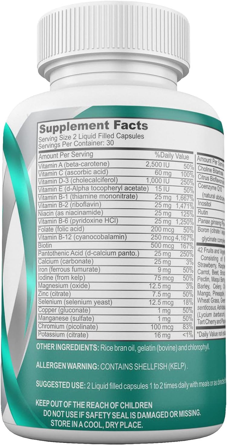 Gastric Bypass Vitamins with Iron Plus 42 Super Fruits & Vegetables – Quick-Dissolve Gel Caps - görsel 4
