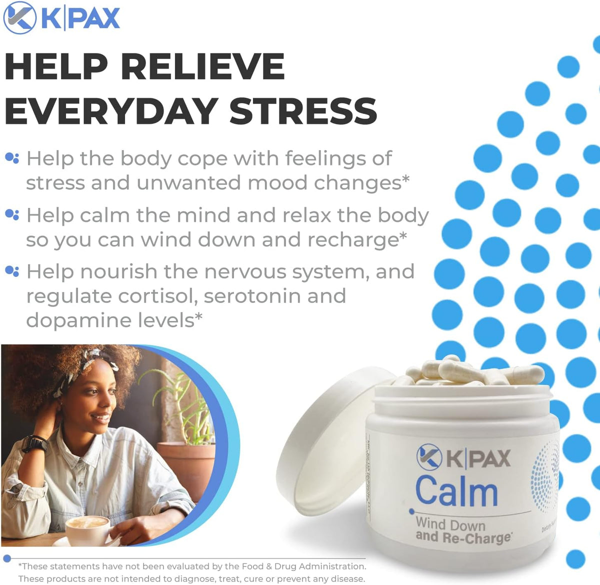 KPAX Calm Magnesium Glycinate Food Supplement - with GABA & Valerian Extract, 60 Tablets - görsel 2