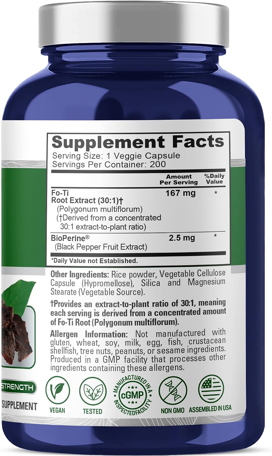 NusaPure Fo-Ti Capsules, 167 mg, 200 Vegan Capsules (Non-GMO) - görsel 2