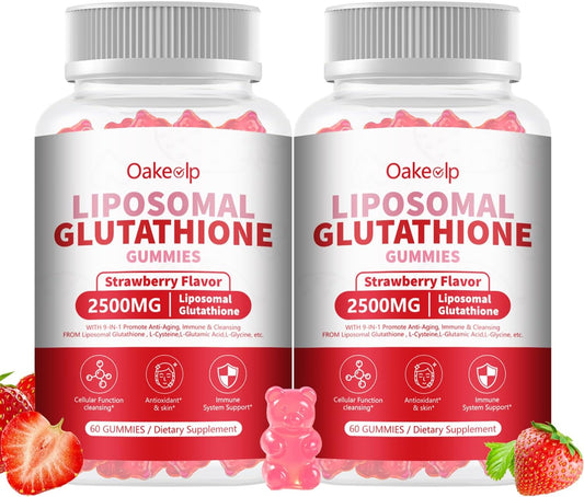 Extra Powerful 2500mg Liposomal Glutathione Gummies for Skin Radiance, Enhanced Absorption – Complex with L-Cysteine, L-Glycine, Milk Thistle for Liver Health, Antioxidant Support for Healthy Ageing