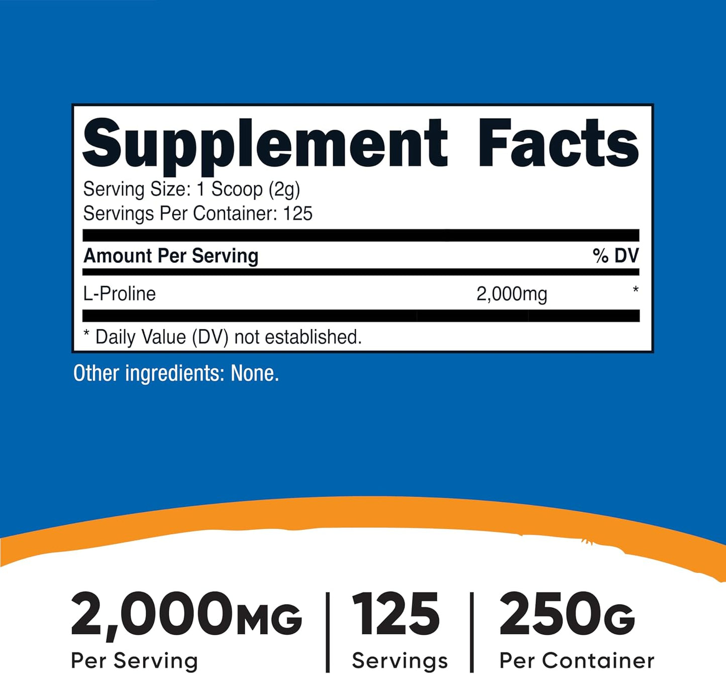 Nutricost L-Proline Powder 250g – 2,000mg Per Serving, Non-GM - görsel 2