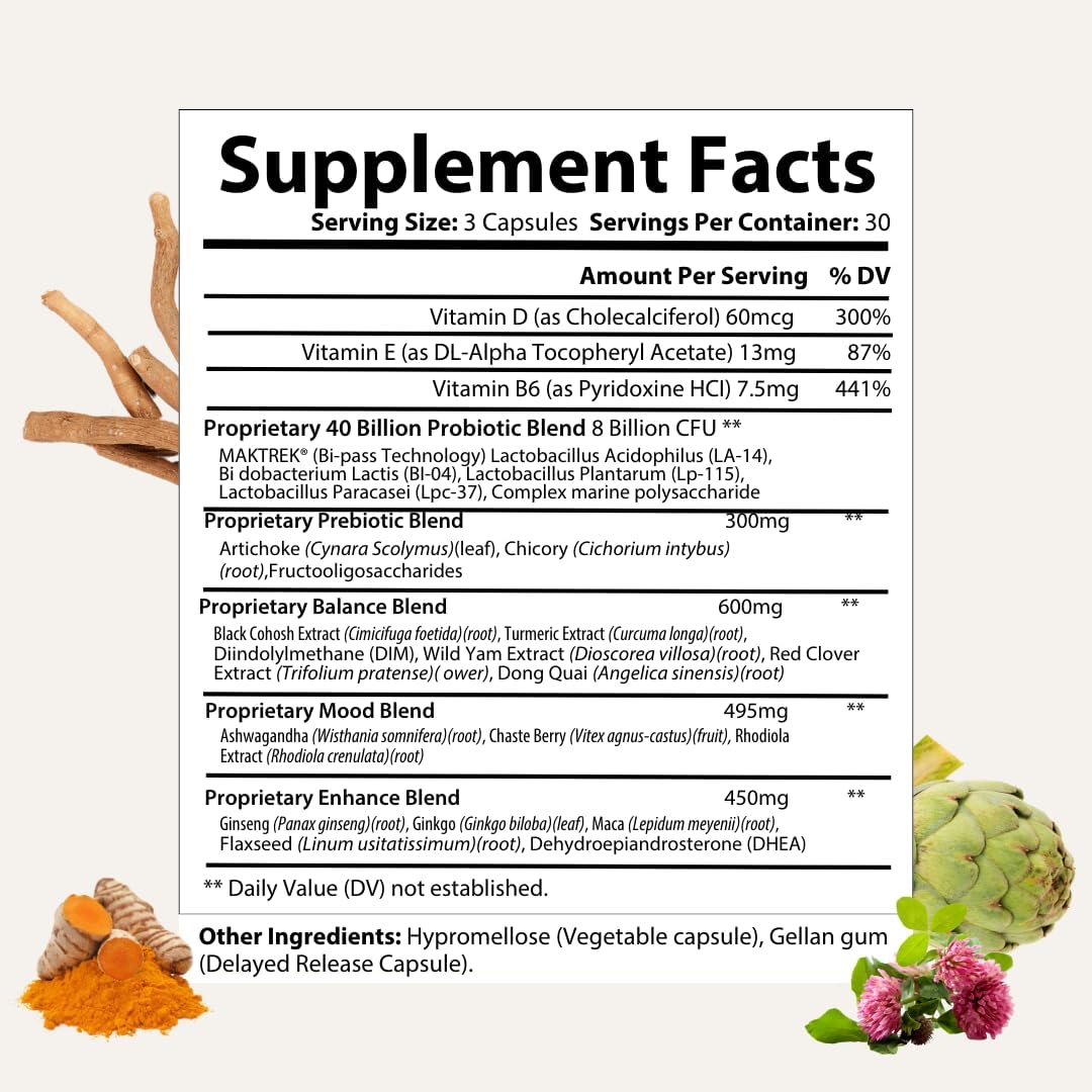 Besti Supplements Daily Perimenopause Support – Probiotic & Prebiotic Blend – Supports Overall Wellbeing – 90 Capsules - görsel 5